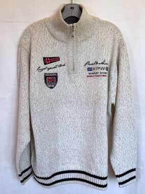 Paul & Shark Yachting Embroidered Nautical 1/4 Zip Pullover Sweater